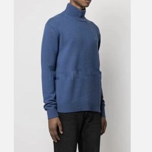 ACNE STUDIOS Turtleneck Sweater Logo Face In Dark Blue
